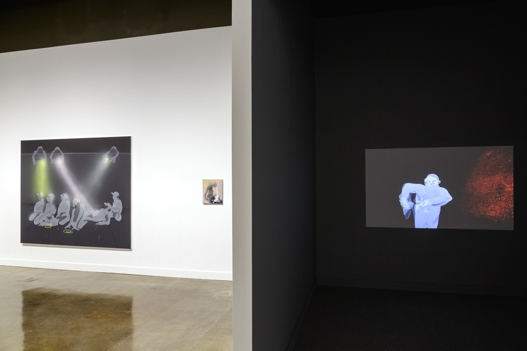 Installation view: Tala Madani: First Light, MIT List Visual Arts Center, 2016