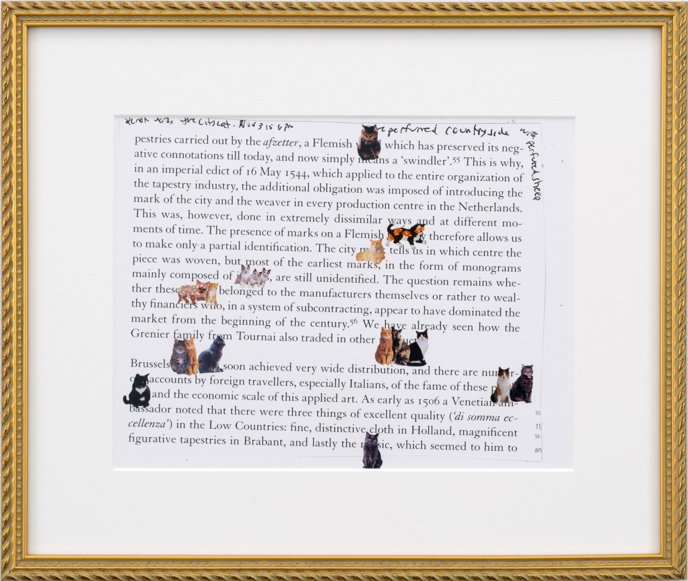 Karen Kilimnik, the historical presence of the cat in the tapestry market, netherlandish latter half 15th century, 2015
