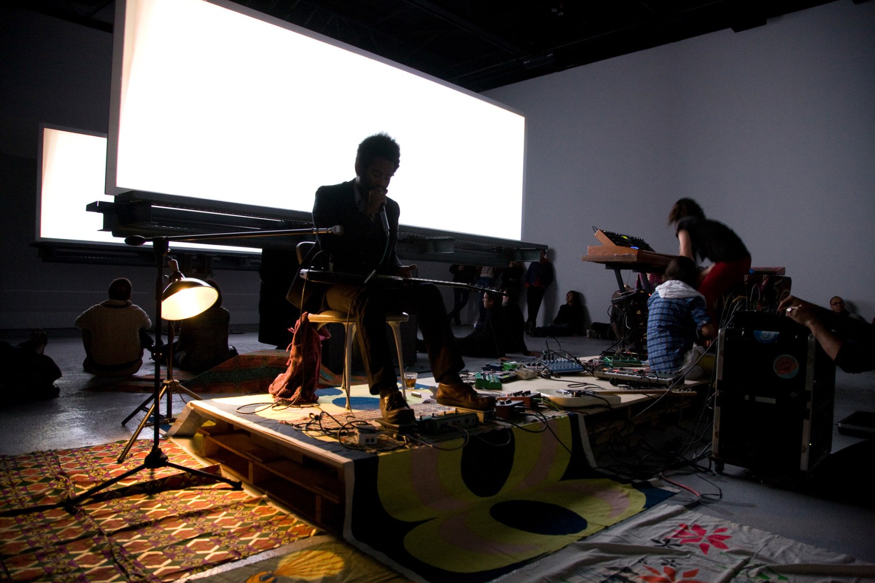 Doug Aitken, Sonic Happening, a live music performance set to the film installation of “migration (empire)” featuring Arp, Lichens and White Rainbow, 303 Gallery, 2008