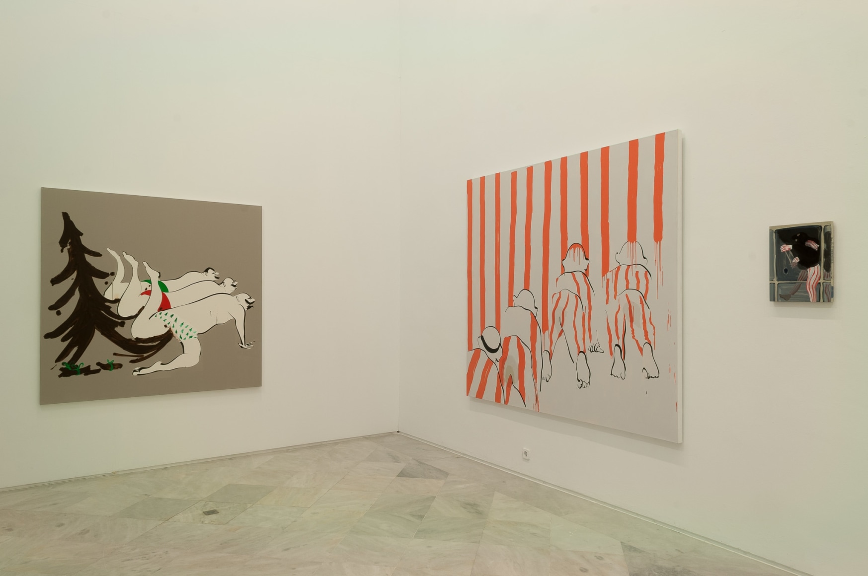 Installation view: Tala Madani, Rear Projection, Centro Andaluz de Arte Contemporáneo, Seville, 2014