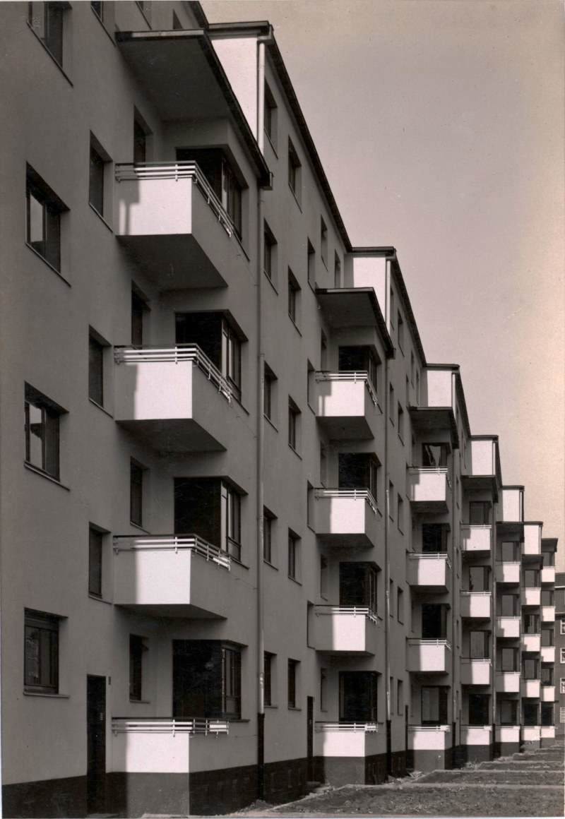 WERNER MANTZ (German: 1901 - 1983), Facade Details, Residential Apartment Block, Kalkerfeld, Cologne (1928) Vintage gelatin silver print
