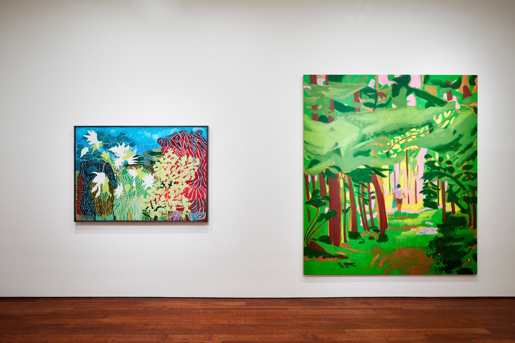 Works by Adrian Berg and Nicole Wittenberg on view in Unnatural Nature: Post-Pop Landscapes, on view in the New York gallery April 21 - June 10, 2022.  Installation view by Kent Pell.