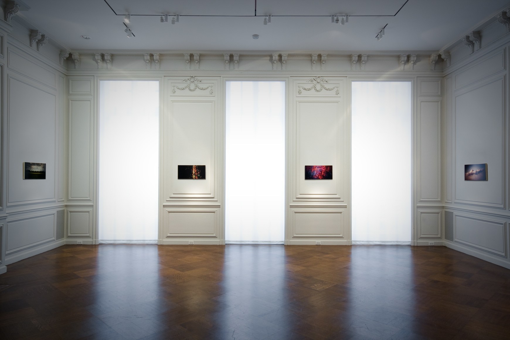 Installation view of Synesthesia, Parataxic Distortion, and the Shadow: A Show of Paintings by Damian Loeb at Acquavella Galleries from September 5 - October 4, 2008.