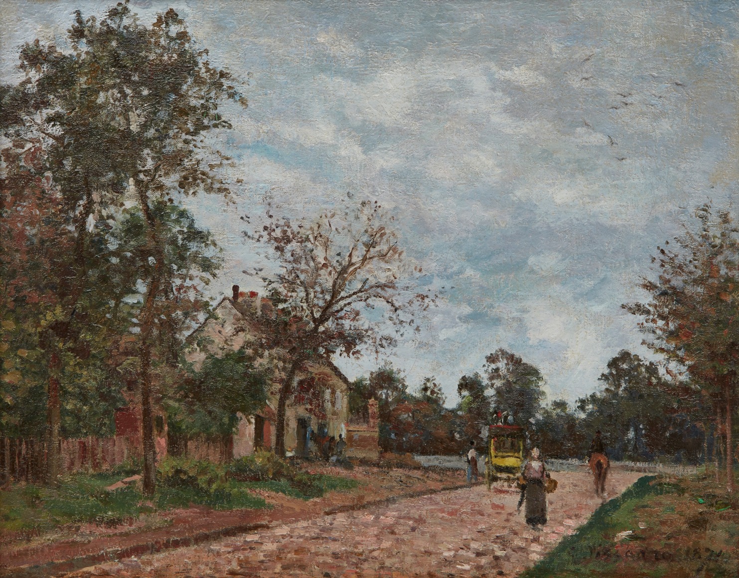 CAMILLE PISSARRO  Le relais de poste sur la route de Versailles, Louveciennes [The Post House on the Road from Versailles, Louveciennes], 1871
