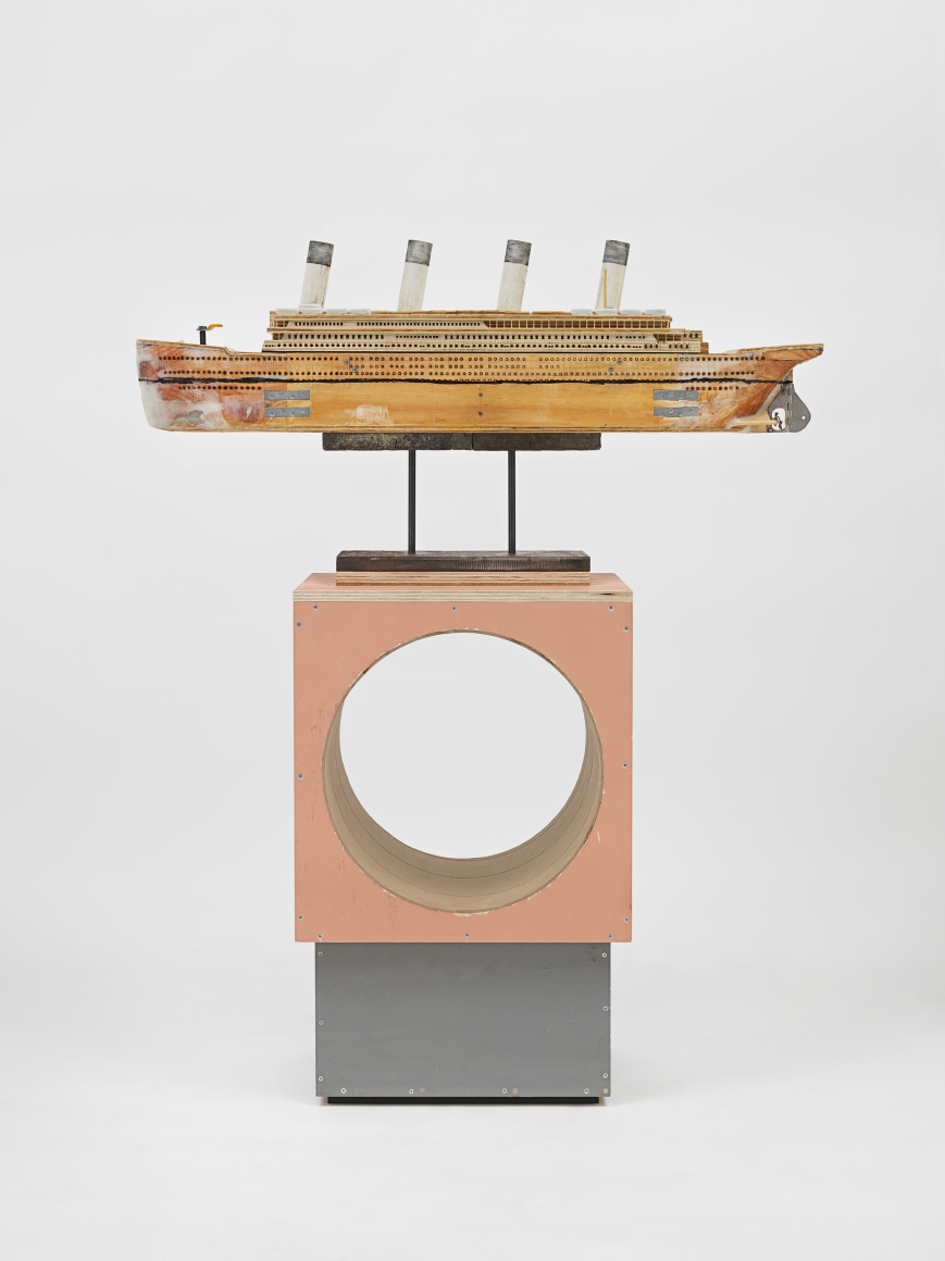 Titanic, 2022 Plywood, latex paint, epoxy resin, mixed media 57 H x 49 W x 16 D inches S/N: 2022.172