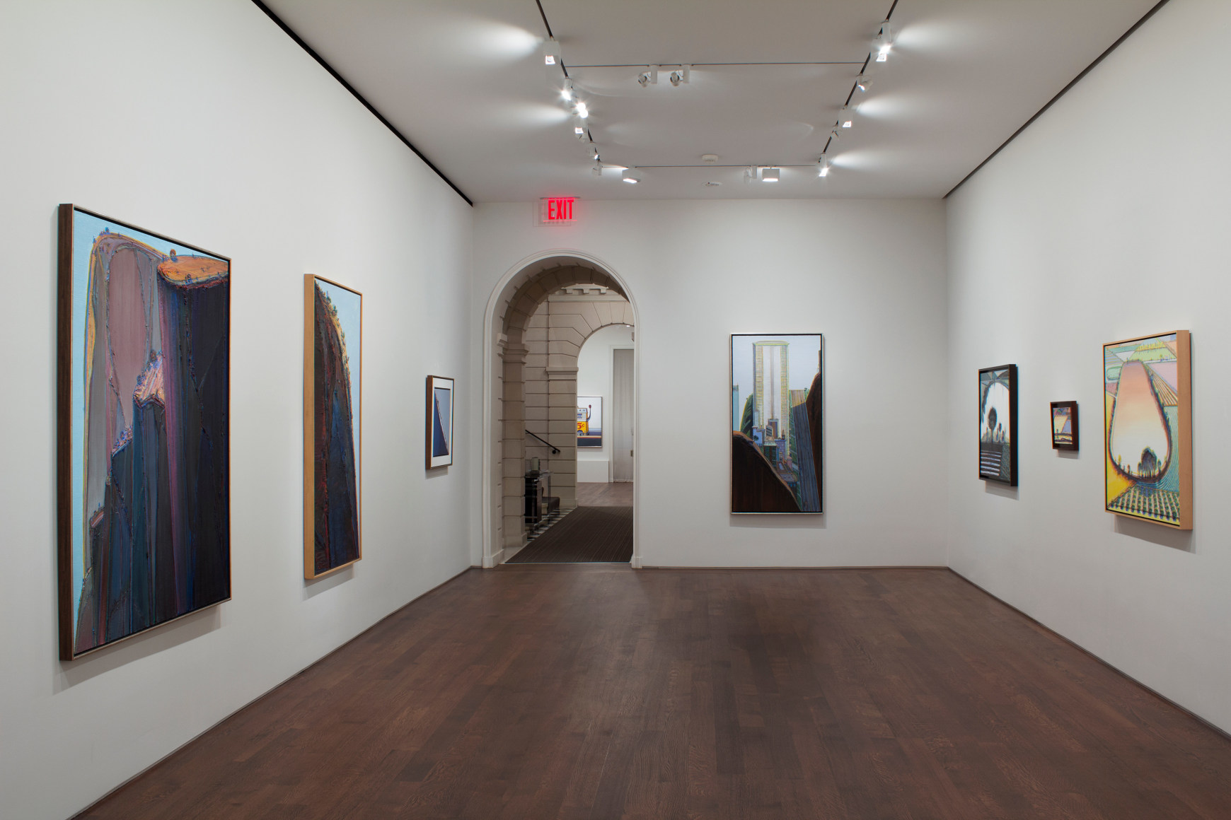 Installation view of Wayne Thiebaud: A Retrospective at Acquavella Galleries from October 22 - November 29, 2012.