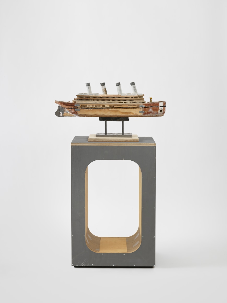 Titanic, 2022 ConEd barrier, epoxy resin, mixed media 21 H x 36 W x 15 D inches