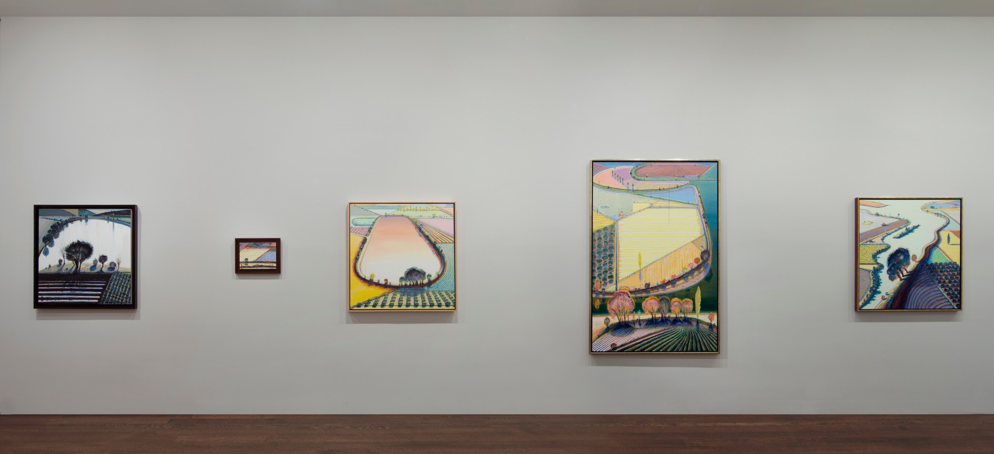 Installation view of Wayne Thiebaud: A Retrospective at Acquavella Galleries from October 22 - November 29, 2012.
