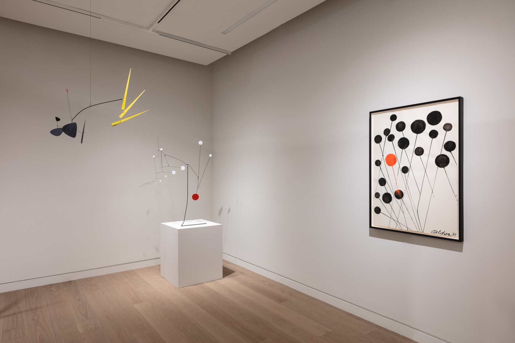 Installation view of Calder: Composing Motion  Photo by Silvia Ros  &copy; 2024 Calder Foundation, New York / Artists Rights Society (ARS), New York