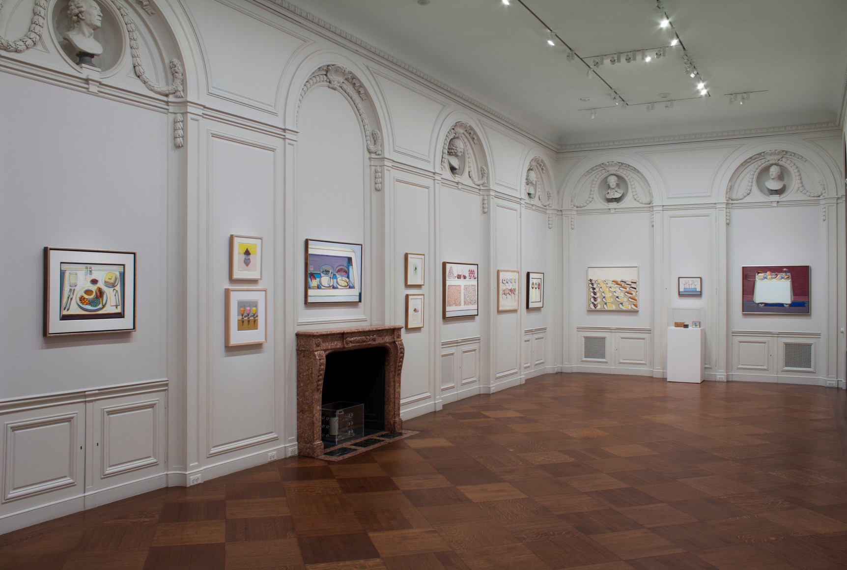 Installation view of Wayne Thiebaud: A Retrospective at Acquavella Galleries from October 22 - November 29, 2012.