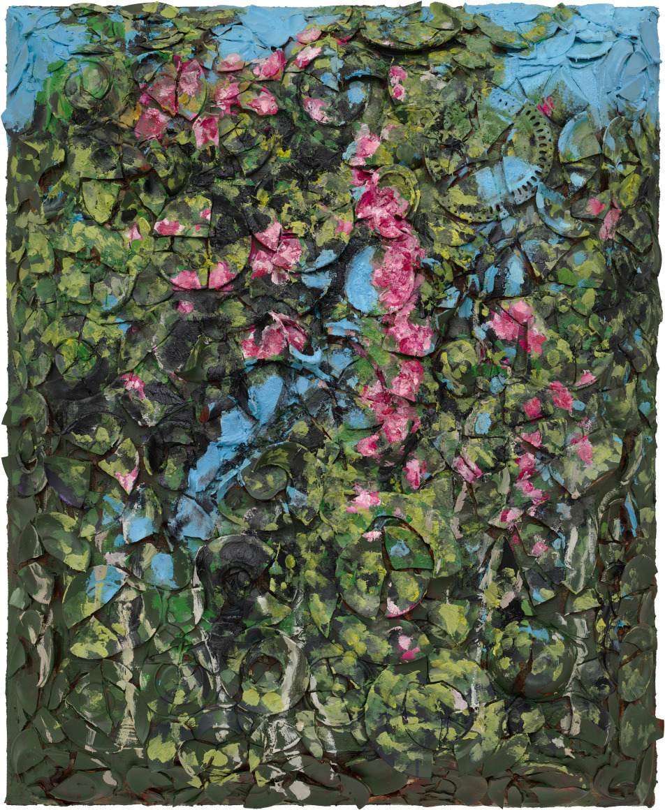 A painting of flowers by Julian Schnabel