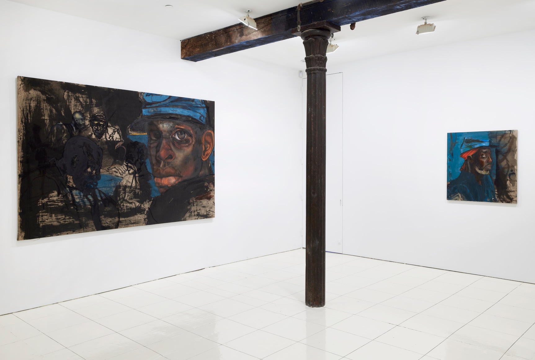 Installation view, Chaz Guest: Memories of Warriors, Vito Schnabel Gallery, New York, NY, 2022; Artworks © Chaz Guest; Photo by Argenis Apolinario; Courtesy the artist and Vito Schnabel Gallery