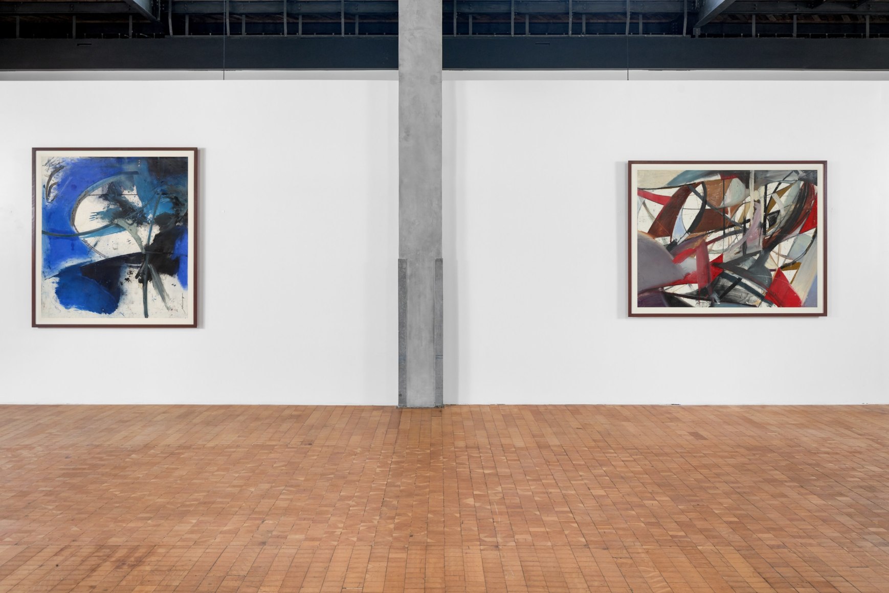 Installation view of Mariana Oushiro Paintings in a post office