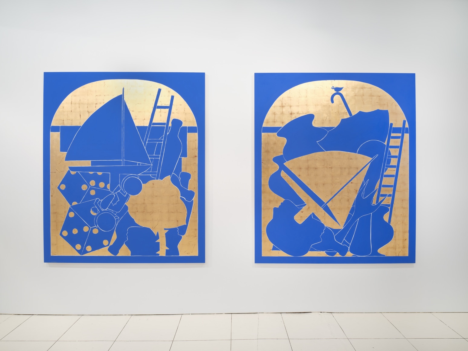 blue and gold paintings