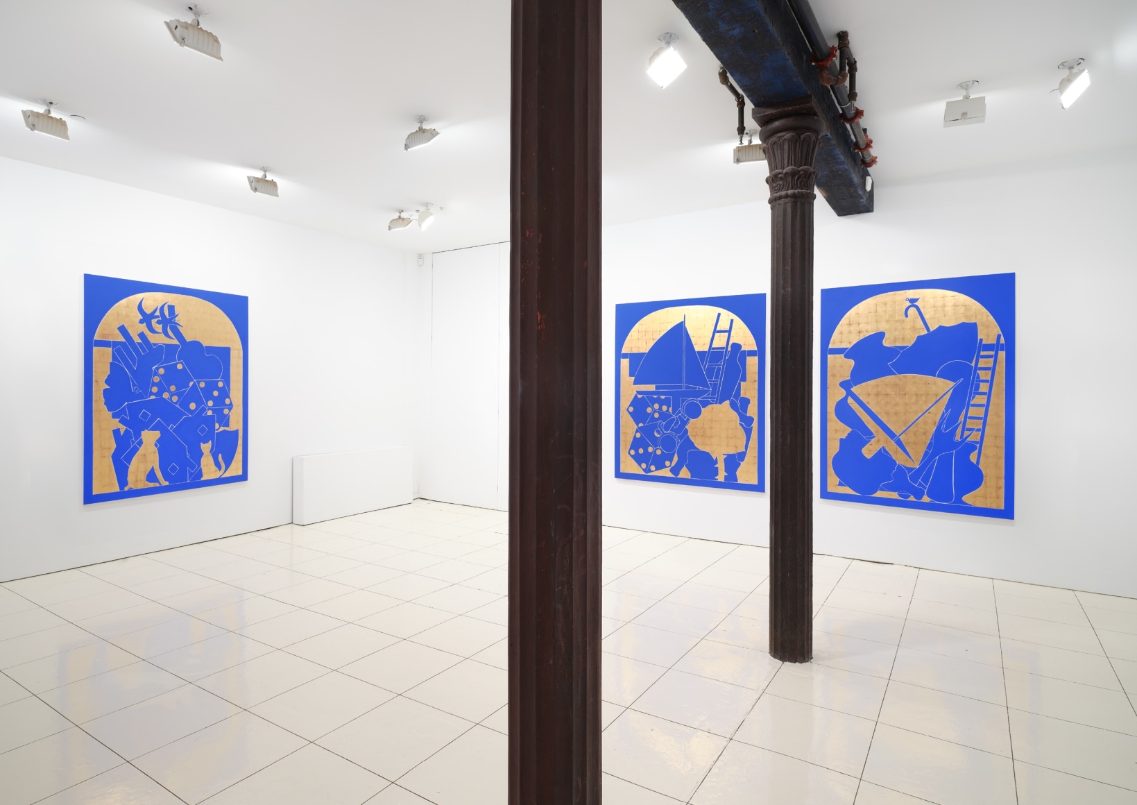 blue and gold paintings