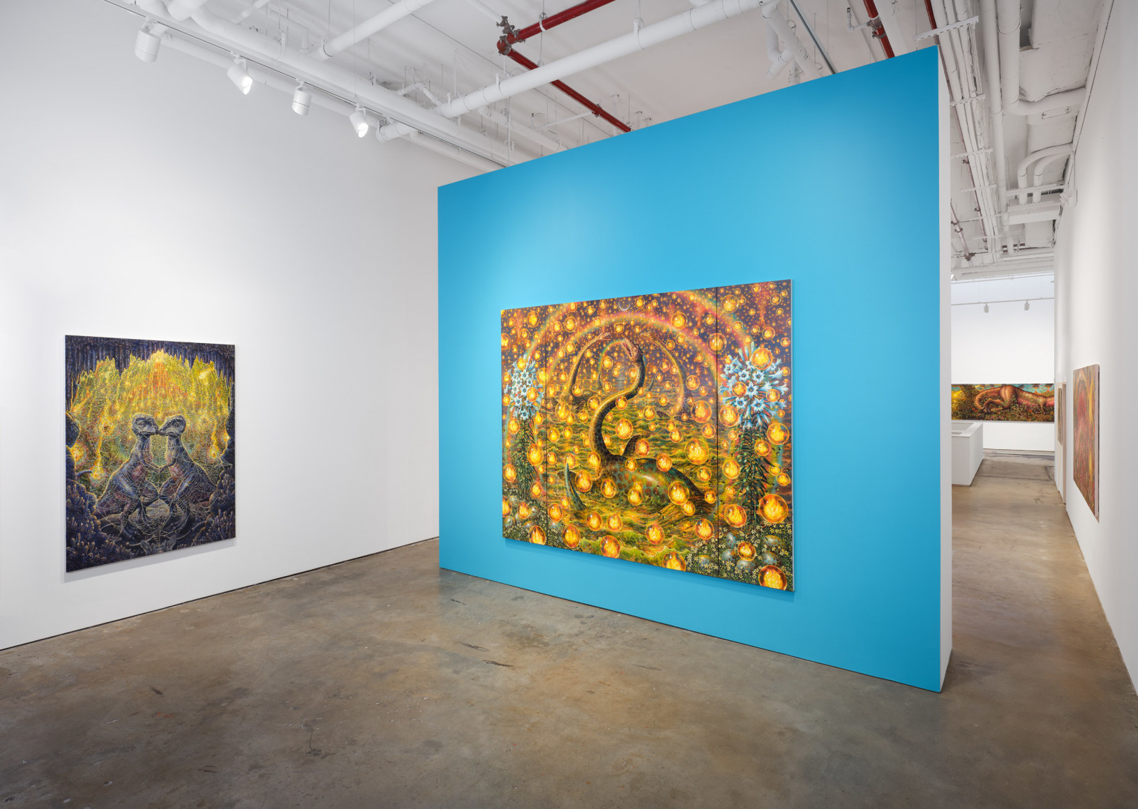 Installation view, Thomas Woodruff: The Dinosaur Variations , Vito Schnabel Gallery, New York, NY, 2024; Artworks &copy; Thomas Woodruff; Photo by Argenis Apolinario; Courtesy the artist and Vito Schnabel Gallery