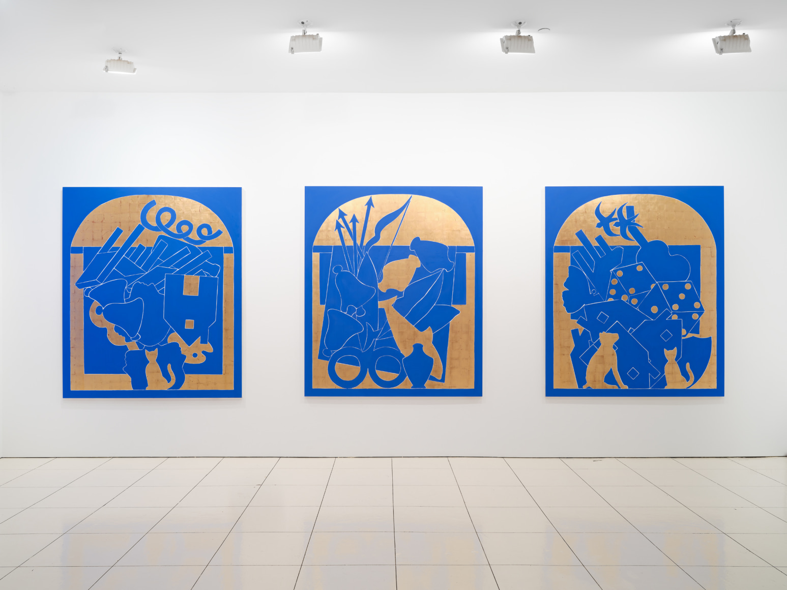 blue and gold paintings