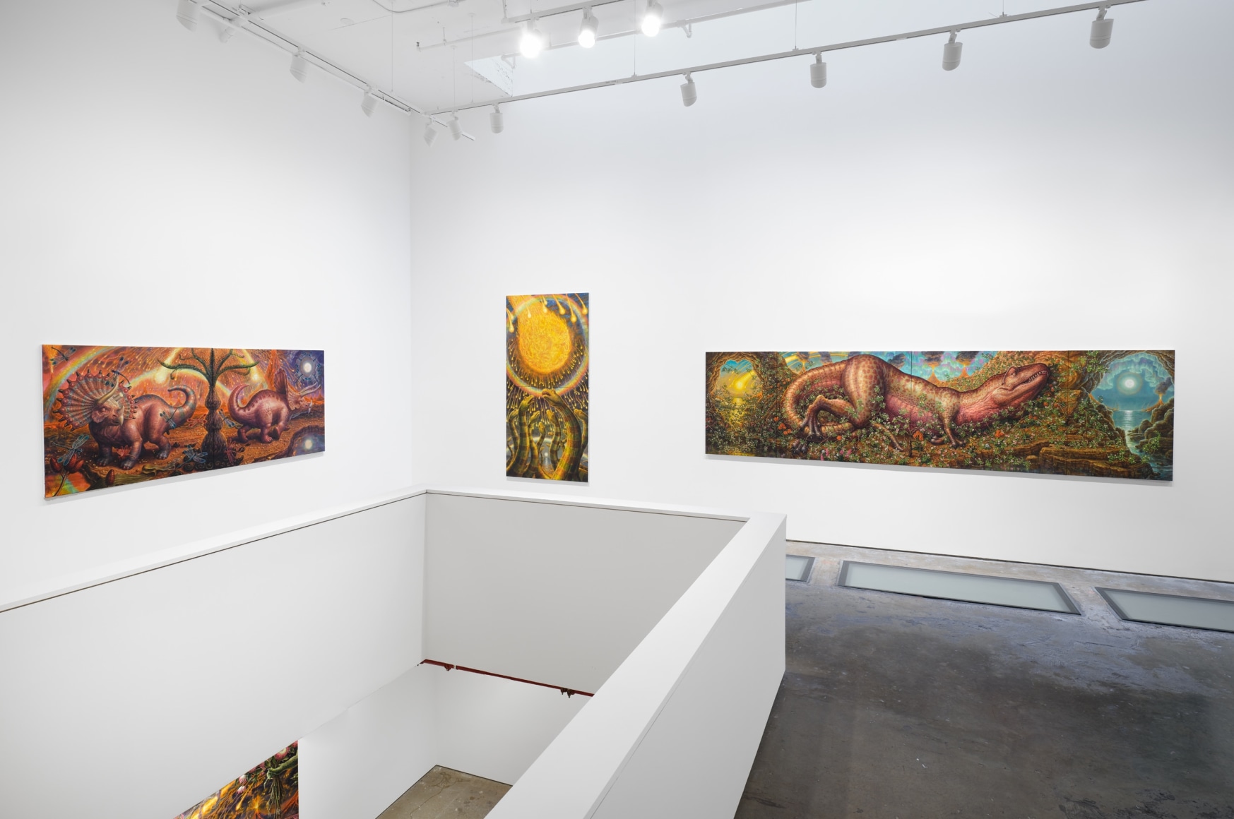 Installation view, Thomas Woodruff: The Dinosaur Variations , Vito Schnabel Gallery, New York, NY, 2024; Artworks &copy; Thomas Woodruff; Photo by Argenis Apolinario; Courtesy the artist and Vito Schnabel Gallery