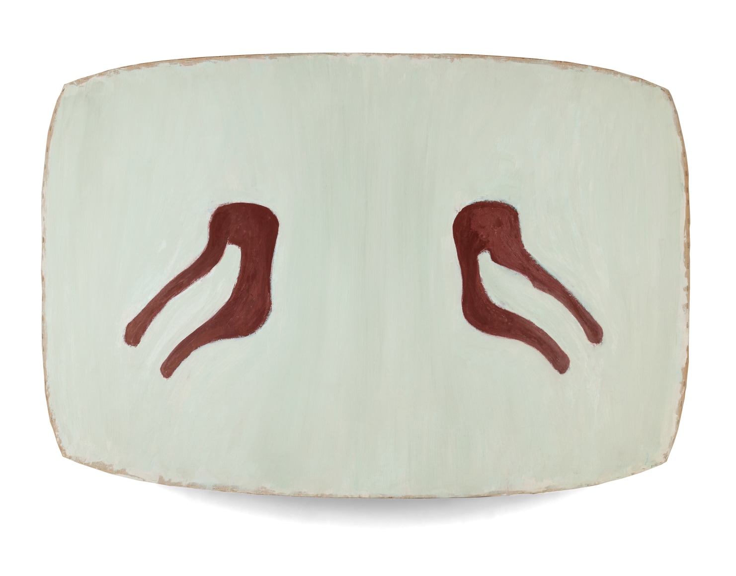 Pastel Green Painting with two brown motifs