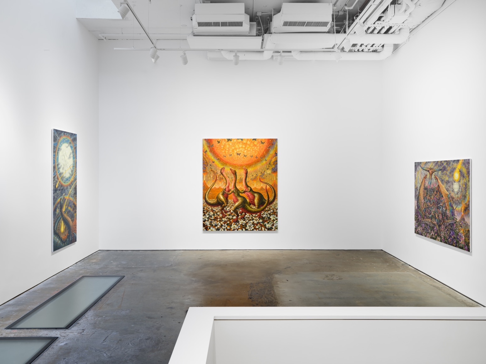 Installation view, Thomas Woodruff: The Dinosaur Variations , Vito Schnabel Gallery, New York, NY, 2024; Artworks &copy; Thomas Woodruff; Photo by Argenis Apolinario; Courtesy the artist and Vito Schnabel Gallery