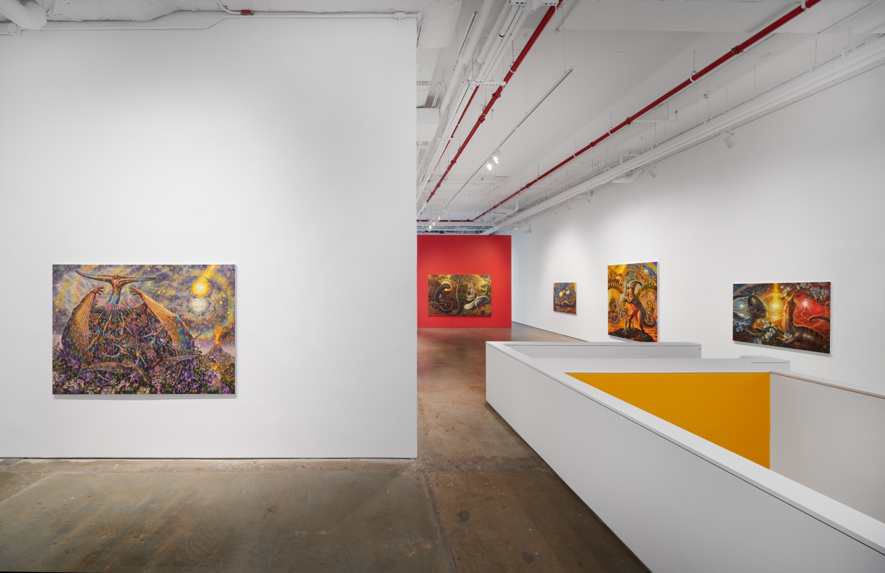 Installation view, Thomas Woodruff: The Dinosaur Variations , Vito Schnabel Gallery, New York, NY, 2024; Artworks &copy; Thomas Woodruff; Photo by Argenis Apolinario; Courtesy the artist and Vito Schnabel Gallery