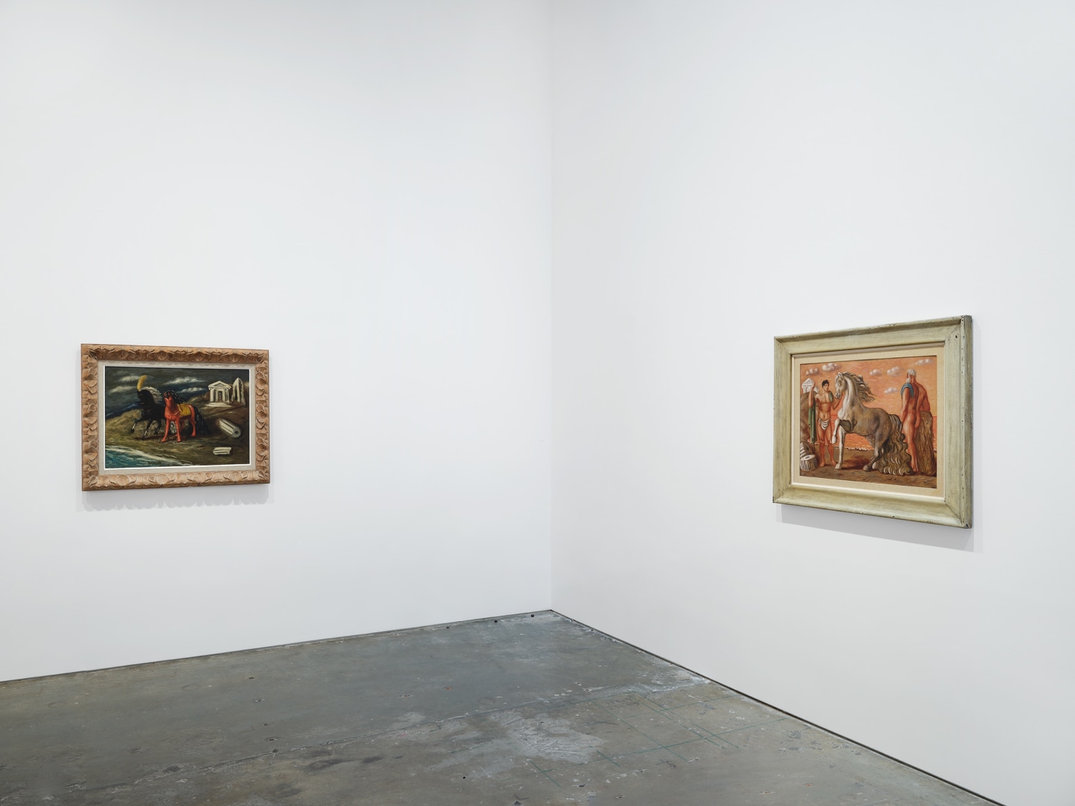 Installation view, Giorgio de Chirico: Horses: The Death of a Rider, Vito Schnabel Gallery, 2023; Artworks © 2023 Artists Rights Society (ARS), New York / SIAE, Rome; Photo by Argenis Apolinario