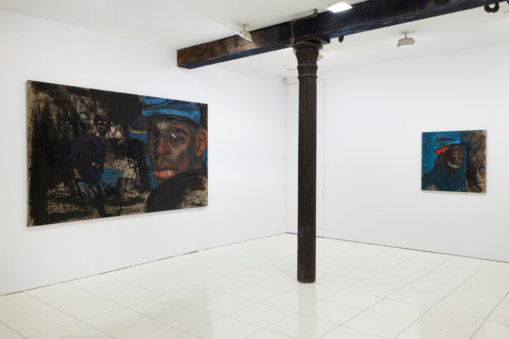 Installation view, Chaz Guest: Memories of Warriors, Vito Schnabel Gallery, New York, NY, 2022; Artworks © Chaz Guest; Photo by Argenis Apolinario; Courtesy the artist and Vito Schnabel Gallery
