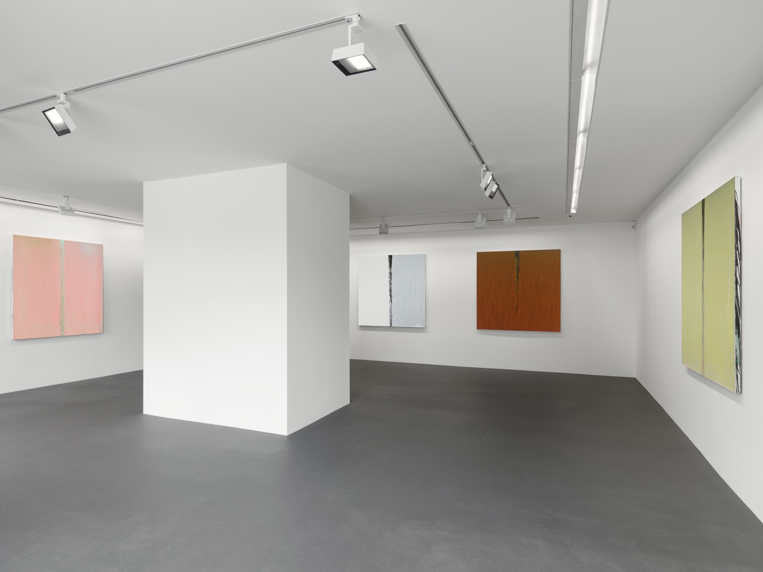 Installation view: Pat Steir, Paintings, Vito Schnabel Gallery, St. Moritz, 2019