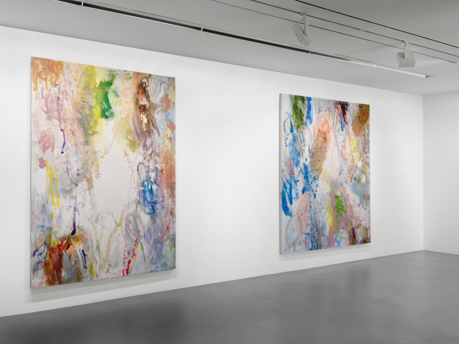 Main floor installation view of Caitlin Lonegan's show "Blue Window" in St. Moritz, Switzerland