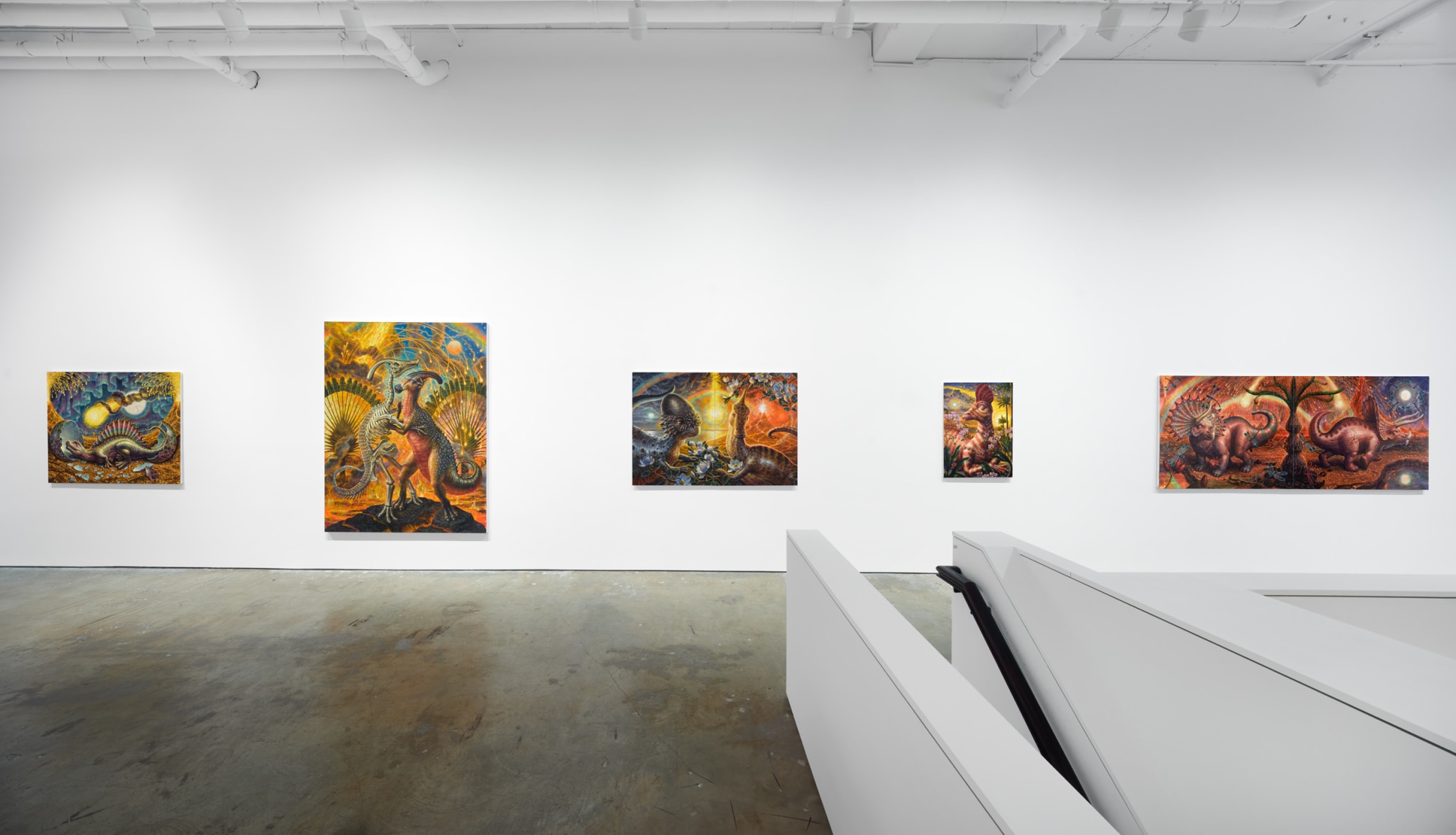 Installation view, Thomas Woodruff: The Dinosaur Variations , Vito Schnabel Gallery, New York, NY, 2024; Artworks &copy; Thomas Woodruff; Photo by Argenis Apolinario; Courtesy the artist and Vito Schnabel Gallery