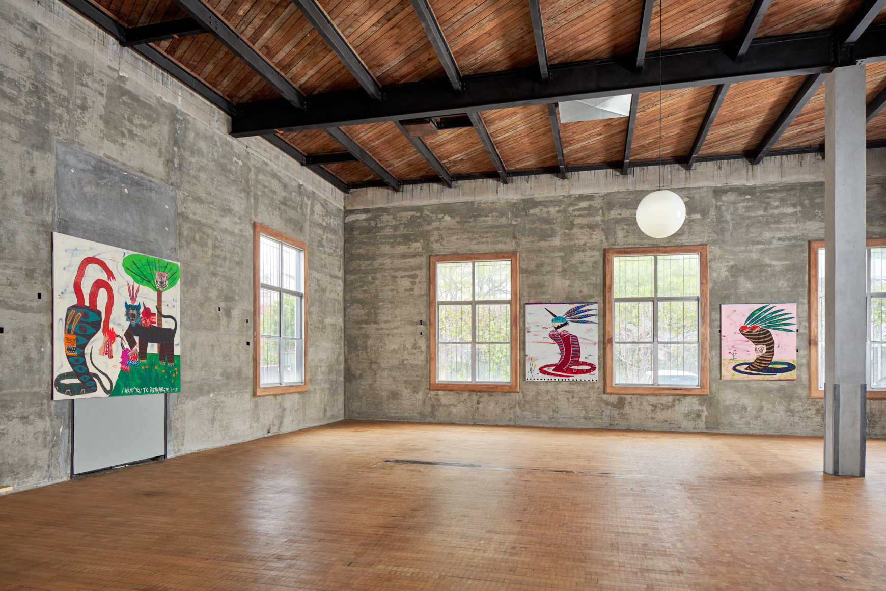 Installation view,&nbsp;Jordan Kerwick: Pink sunsets, cigarettes, 3 regrets and hope to haunt the future, Presented by Vito Schnabel Gallery and Alexander Dellal at the Old Santa Monica Post Office, Santa Monica, CA, 2022; Artworks &copy; Jordan Kerwick; Photo by Elon Schoenholz; Courtesy the artist and Vito Schnabel Gallery