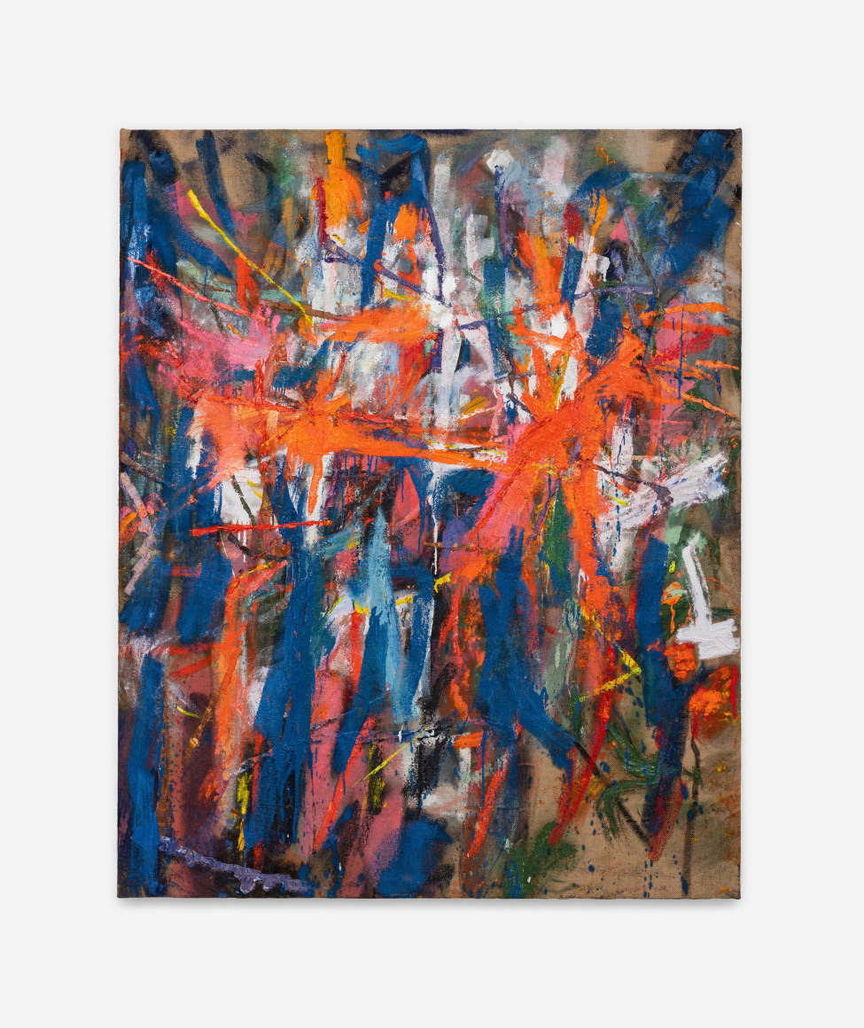 An abstract painting on jute by Spencer Lewis