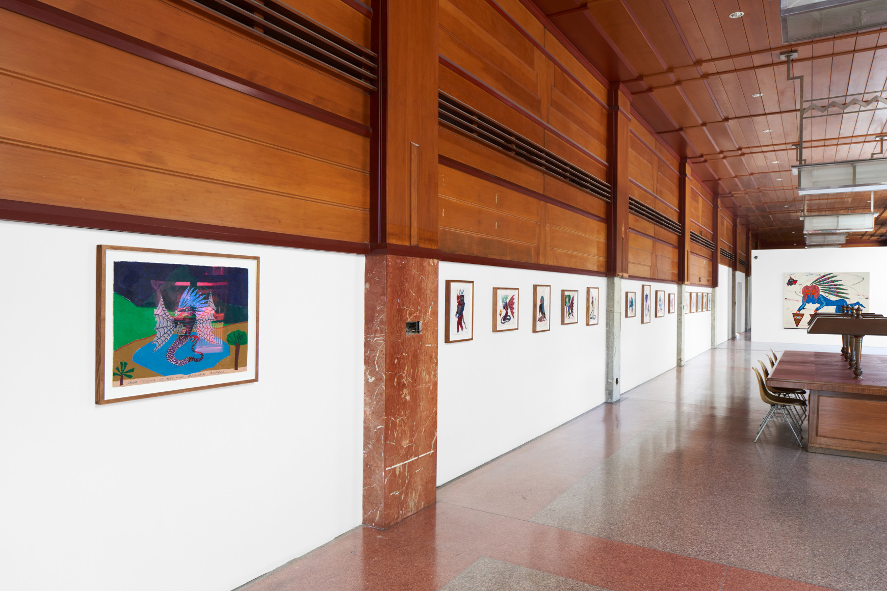 IInstallation view,&nbsp;Jordan Kerwick: Pink sunsets, cigarettes, 3 regrets and hope to haunt the future, Presented by Vito Schnabel Gallery and Alexander Dellal at the Old Santa Monica Post Office, Santa Monica, CA, 2022; Artworks &copy; Jordan Kerwick; Photo by Elon Schoenholz; Courtesy the artist and Vito Schnabel Gallery