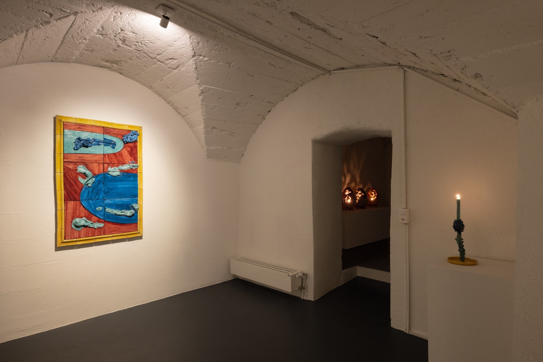 Installation view of Lola Montes and David McDermott: The Great Mountain Paintings 1988 & Landscapes from the Underworld, Vito Schnabel Gallery, St. Moritz, July 27, 2024 – September 15, 2024; Artworks © The artists; Photo by Andrea Rossetti; Courtesy the artists and Vito Schnabel Gallery