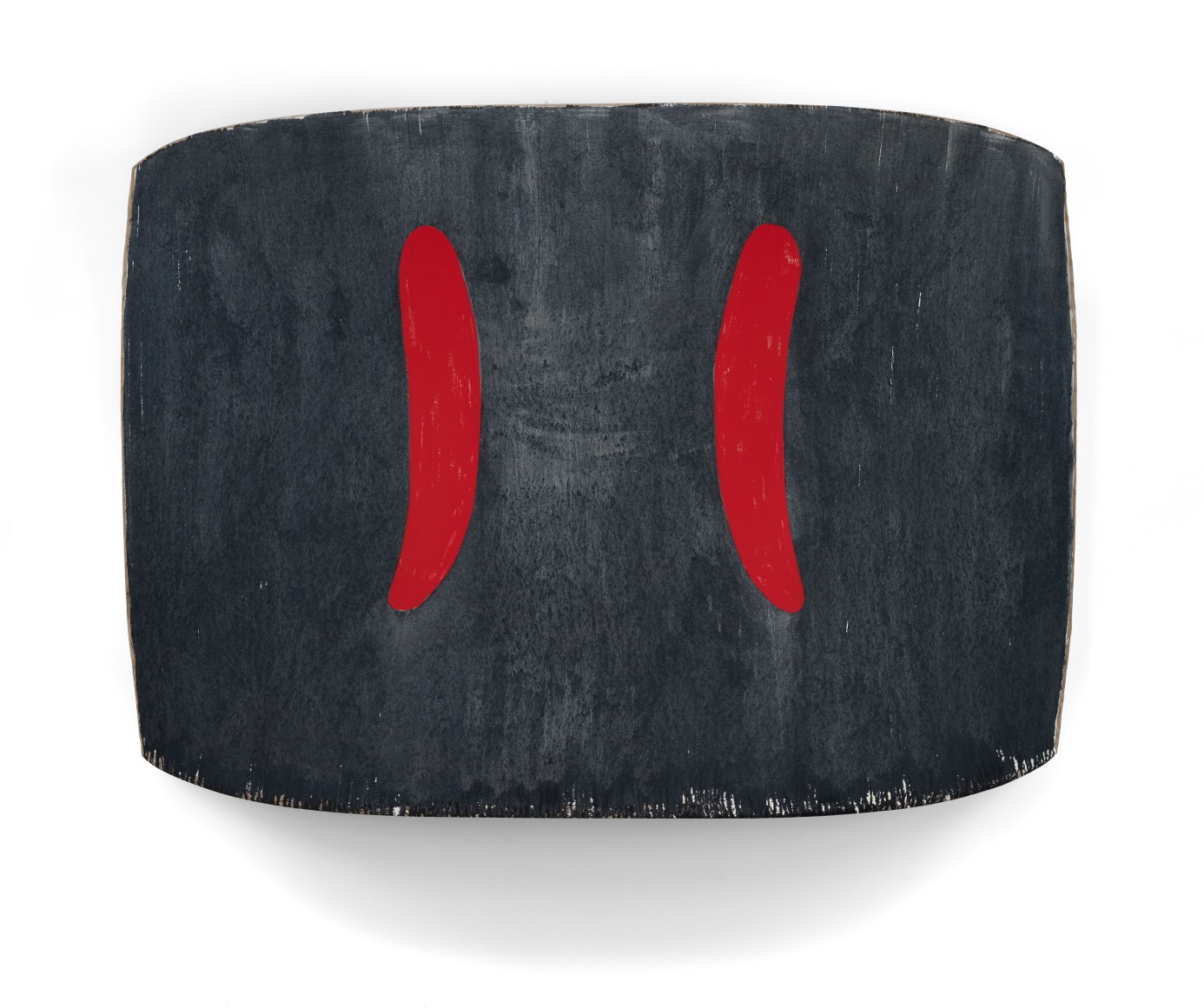 Black painting with red vertical lines