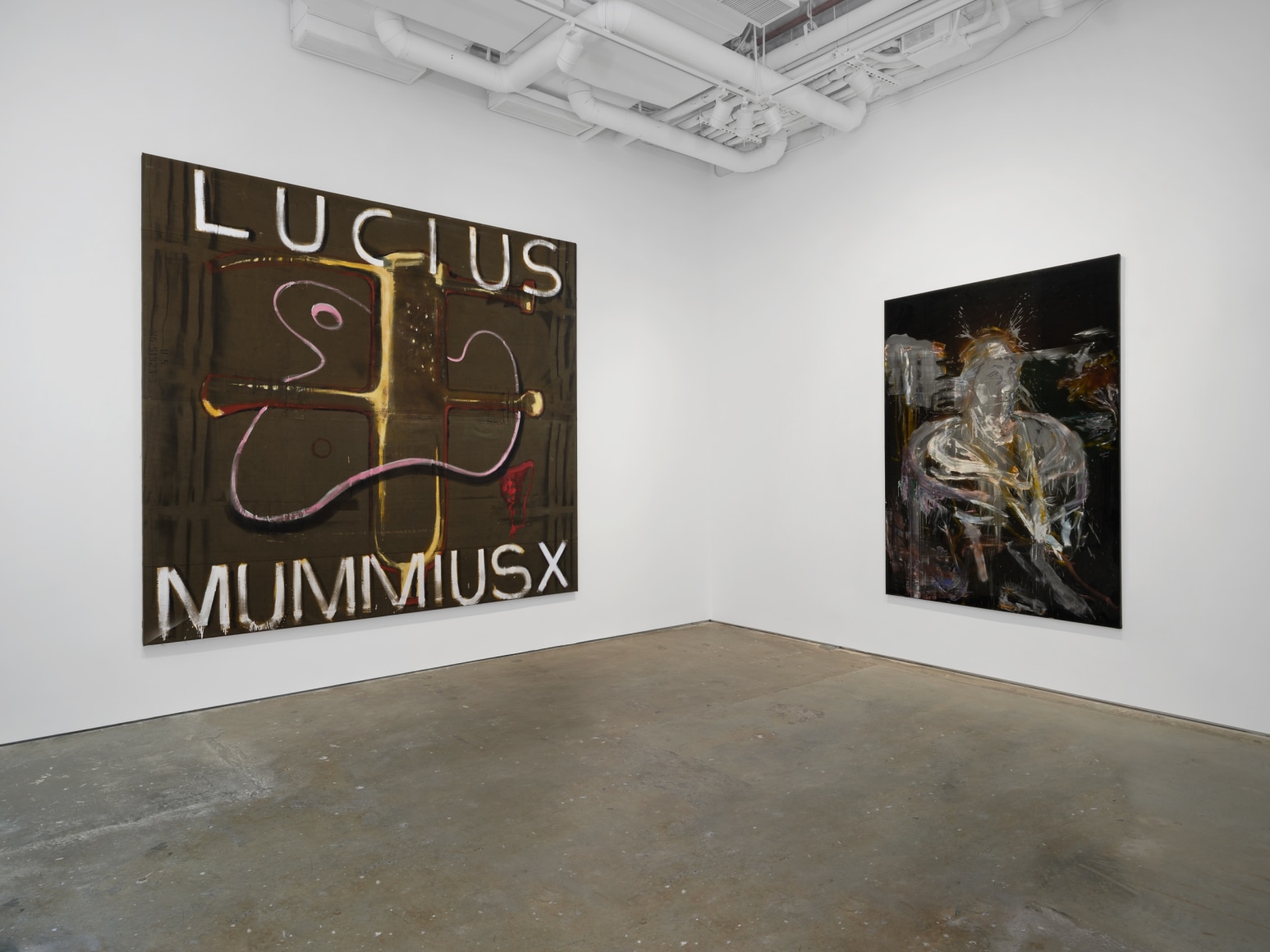 Installation view, Julian Schnabel: Paintings from 1978-1987, gallery interior