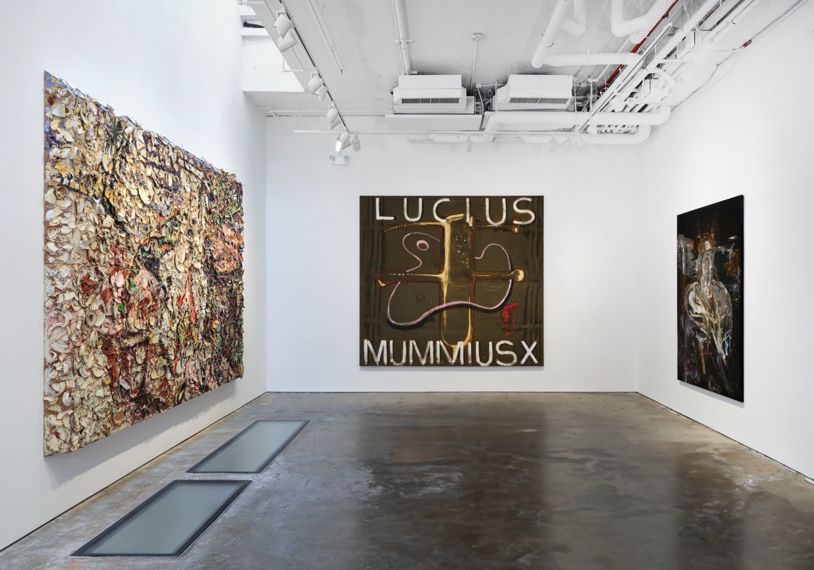Installation view, Julian Schnabel: Paintings from 1978-1987, gallery interior