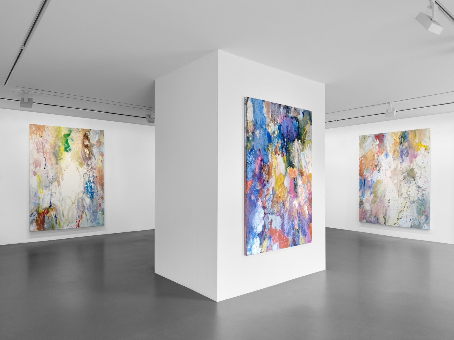 Main floor installation view of Caitlin Lonegan's show "Blue Window" in St. Moritz, Switzerland