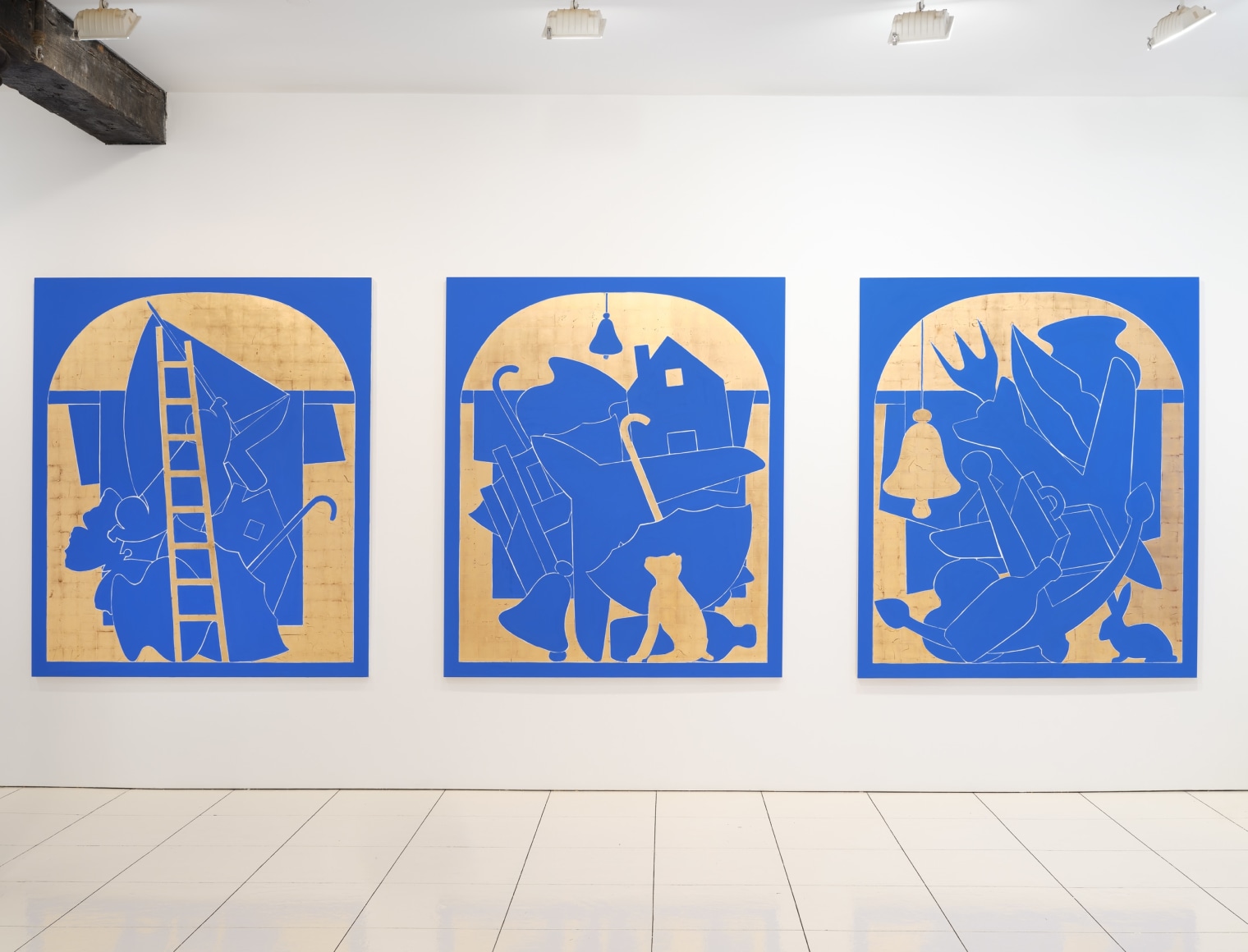 blue and gold paintings