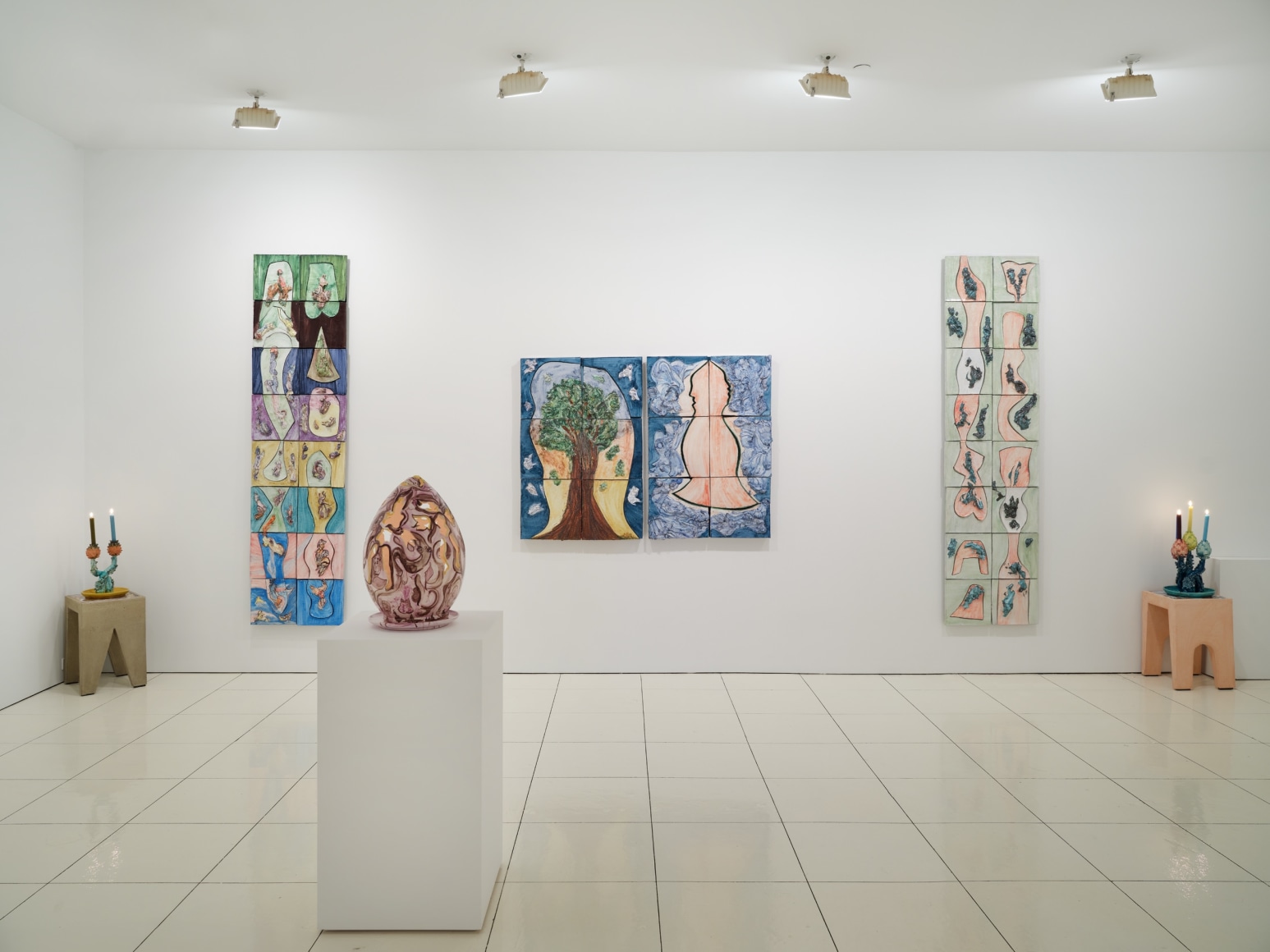 Installation view of Lola Montes Cirica featuring ceramic works