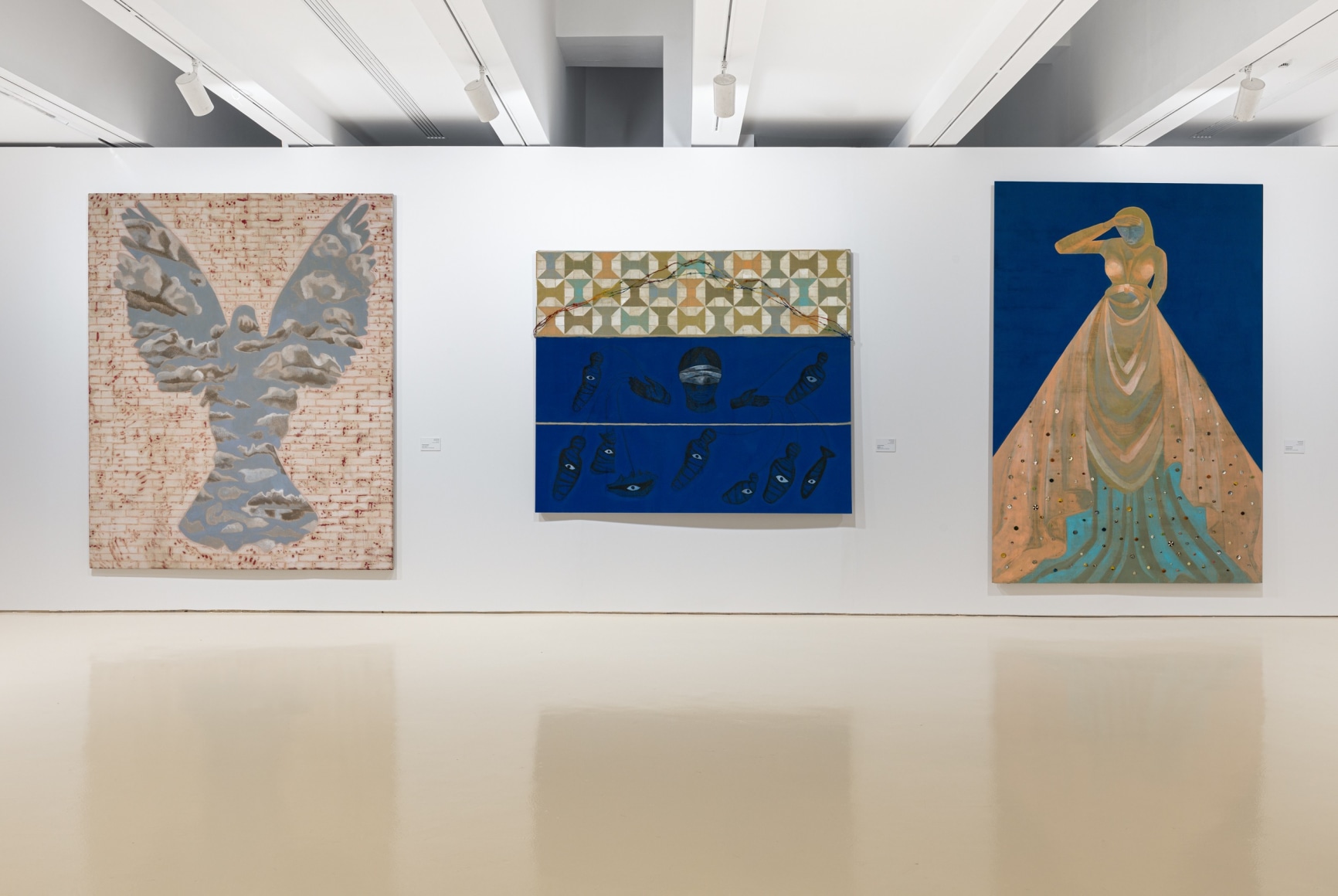 Installation view, Travel Diaries: Francesco Clemente, Brice Marden, Helen Marden, and Julian Schnabel, Curated by Vito Schnabel, Mohammed VI Museum of Modern and Contemporary Art, Rabat, Morocco, 2024; Artworks &copy; Francesco Clemente; Images &copy; National Foundation of Museums of Morocco, Mohammed VI Museum of Modern and Contemporary Art, Rabat