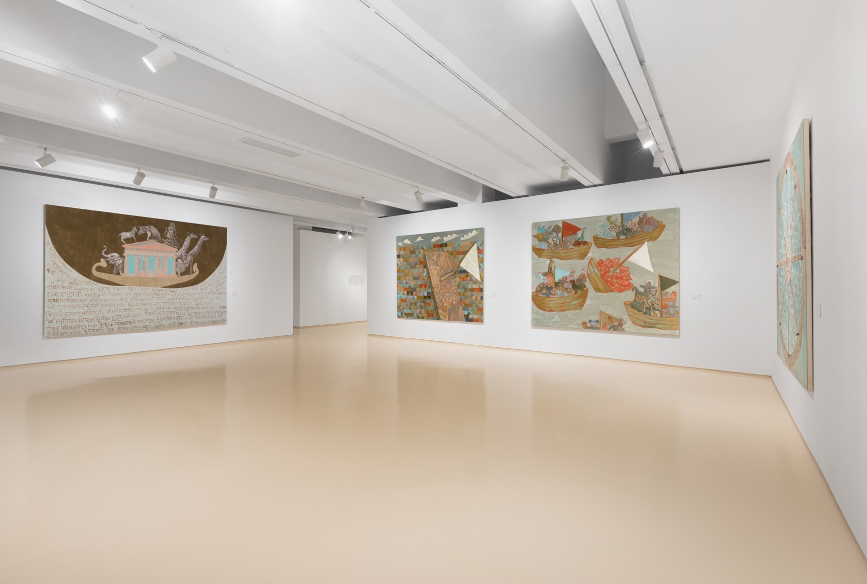 Installation view, Travel Diaries: Francesco Clemente, Brice Marden, Helen Marden, and Julian Schnabel, Curated by Vito Schnabel, Mohammed VI Museum of Modern and Contemporary Art, Rabat, Morocco, 2024; Artworks &copy; Francesco Clemente; Images &copy; National Foundation of Museums of Morocco, Mohammed VI Museum of Modern and Contemporary Art, Rabat