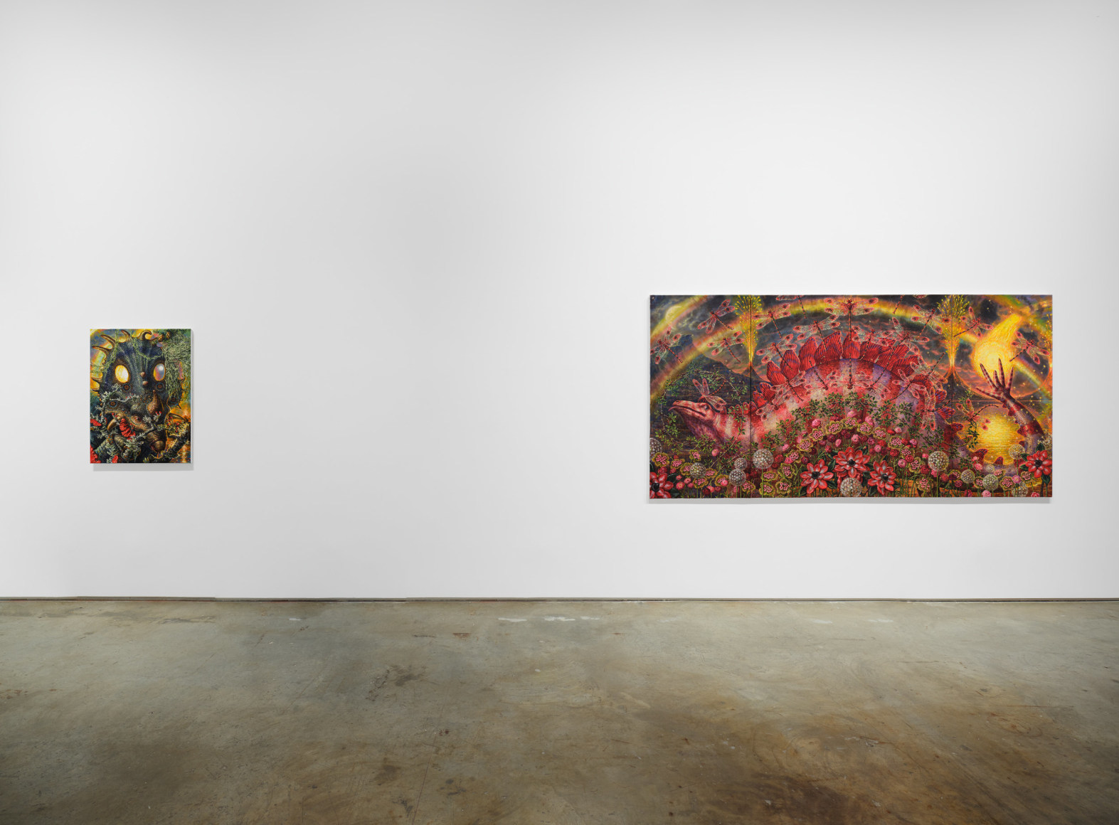 Installation view, Thomas Woodruff: The Dinosaur Variations , Vito Schnabel Gallery, New York, NY, 2024; Artworks &copy; Thomas Woodruff; Photo by Argenis Apolinario; Courtesy the artist and Vito Schnabel Gallery