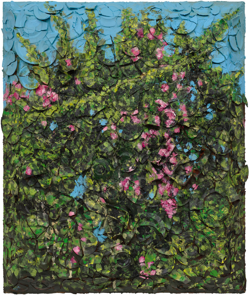 A painting of flowers by Julian Schnabel