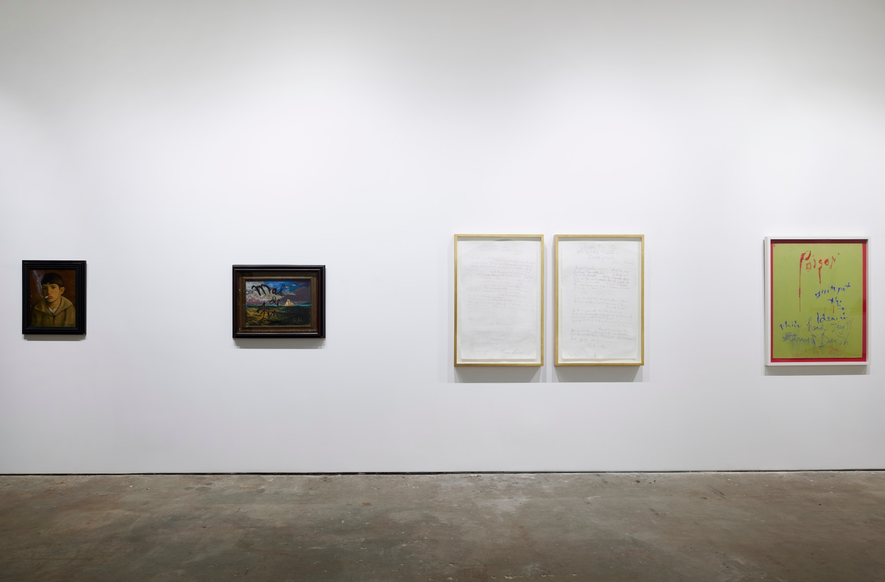 Installation view, Rene Ricard:&nbsp;Growing Up in America, Vito Schnabel&nbsp;Gallery, New York, NY, 2021; Artworks &copy; Estate of Rene Ricard; Photo by Argenis Apolinario; Courtesy the estate of Rene Ricard and Vito Schnabel Gallery