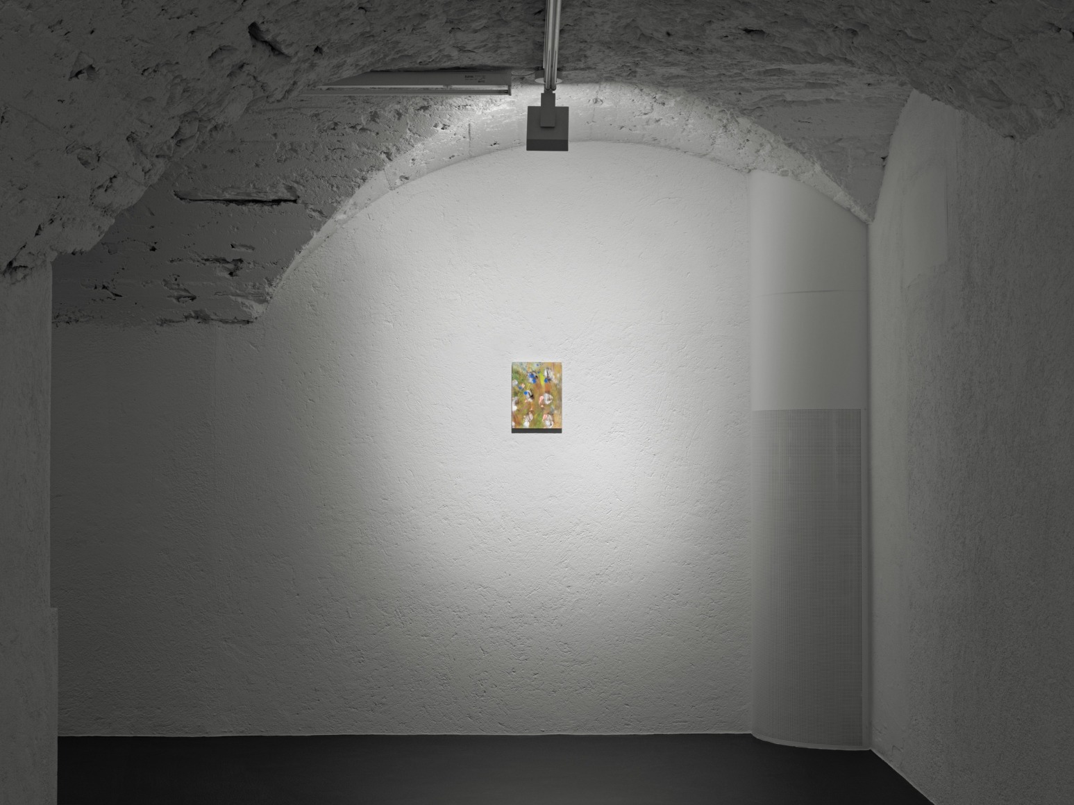 Ground floor installation view of Caitlin Lonegan's show "Blue Window" in St. Moritz, Switzerland