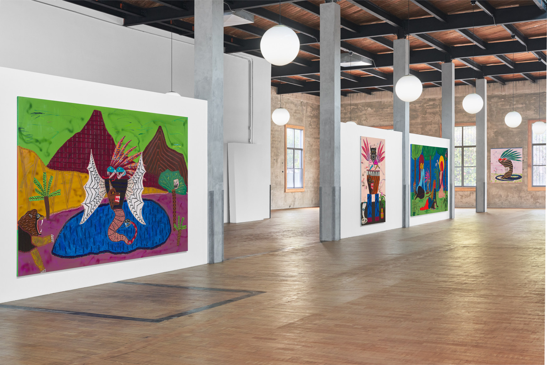 Installation view,&nbsp;Jordan Kerwick: Pink sunsets, cigarettes, 3 regrets and hope to haunt the future, Presented by Vito Schnabel Gallery and Alexander Dellal at the Old Santa Monica Post Office, Santa Monica, CA, 2022; Artworks &copy; Jordan Kerwick; Photo by Elon Schoenholz; Courtesy the artist and Vito Schnabel Gallery