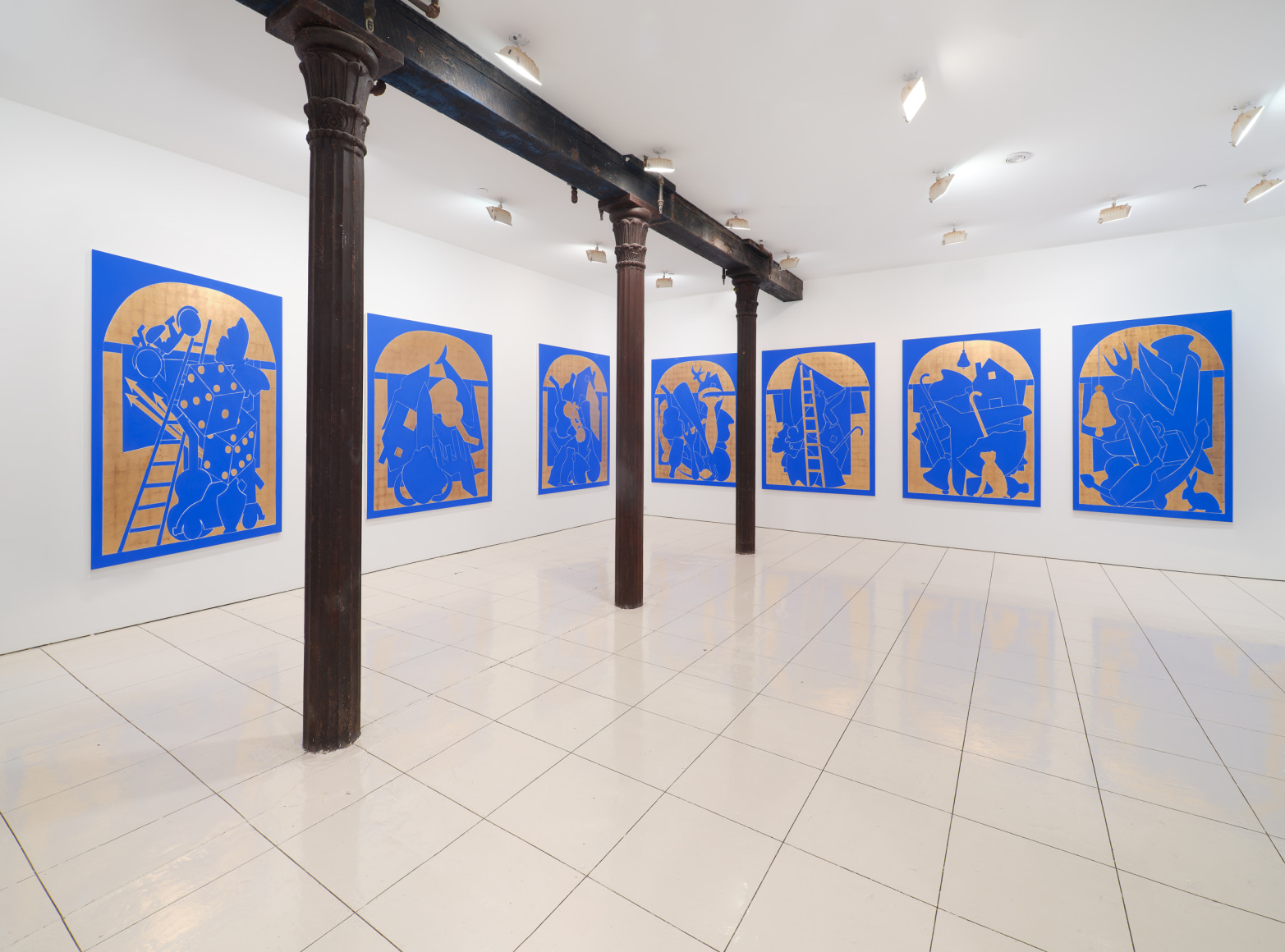 blue and gold paintings