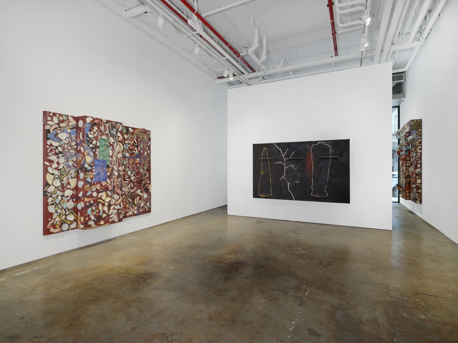 Installation view, Julian Schnabel: Paintings from 1978-1987, gallery interior
