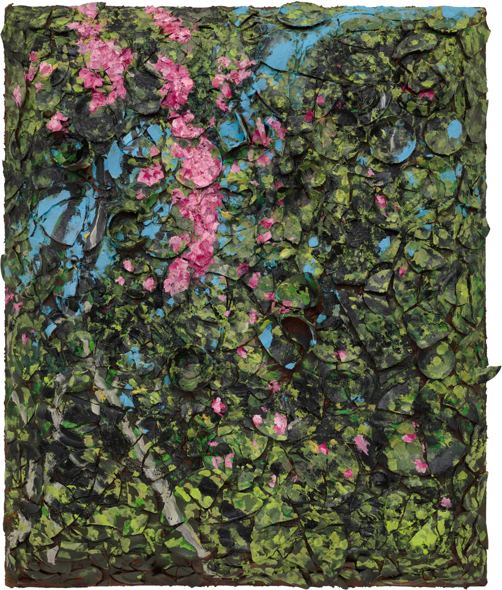 A painting of flowers by Julian Schnabel